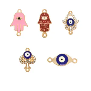 Boze Oog Hamsa Hand Legering Emaille Connectoren DIY Sieraden Bedels Armbanden Kettingen