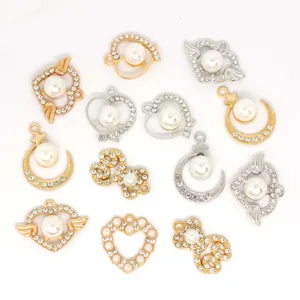 Pendentifs breloques perle strass alliage DIY pour colliers bracelets boucles.