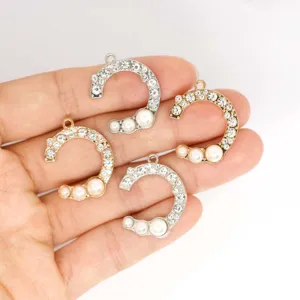 Gedetailleerd close-up overzicht van het DIY parel strass legering hanger sieraden accessoire.