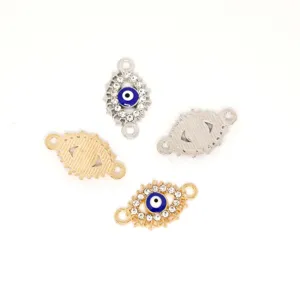 Evil eye metal charm connectors, double loop alloy DIY jewelry pendant for bracelet making