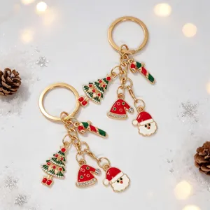 Weihnachten Schlüsselanhänger Set mit süssen Baum und Weihnachtsmann Anhängern.