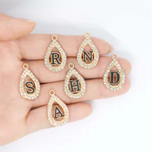 Ciondolo lettera goccia strass in lega DIY per braccialetto collana creazione gioielli