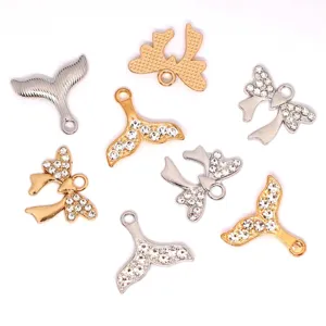 Colgantes de aleación con diamantes de imitación de lazo y sirena DIY para joyería.