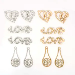 Legierung Strass Liebe Herz und Buchstabe Verbinder für DIY Schmuckherstellung und Armbänder