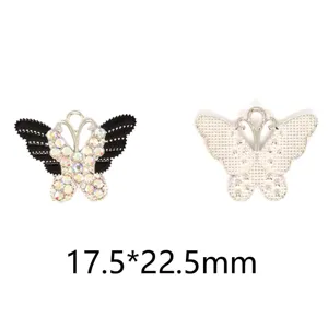 Alloy rhinestone butterfly DIY jewelry accessory detail view, size 17.5x22.5mm display
