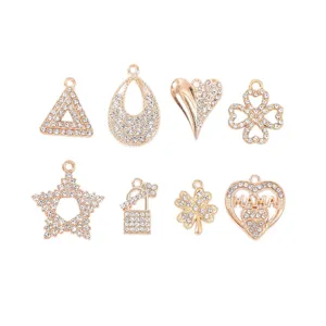 Gouden legering strass hanger set, DIY mode sieraden accessoires voor kettingen en oorbellen.