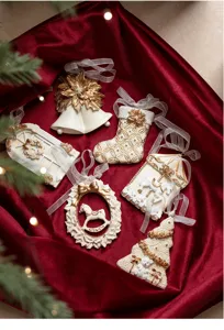 Christmas decorative resin pendants white gold set tree hanging ornaments holiday decor
