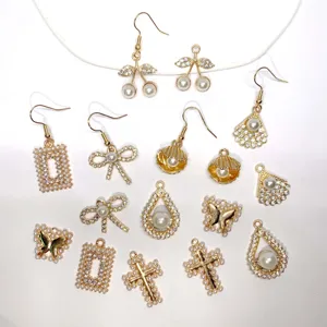 DIY Perlen Zirkonia Legierung Schmuck Anhänger und Ohrringe Detail Zubehör Set.