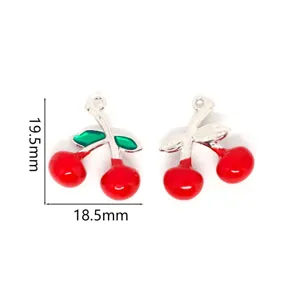 19.5mm Red Cherry Alloy Jewelry DIY Pendants Accessories for Necklaces and Earrings