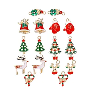 Christmas alloy enamel charms DIY jewelry making accessories for earrings necklaces set cute