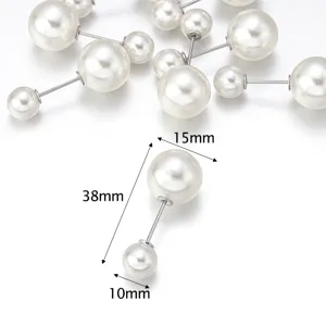 Off-white faux pearl brooch pin DIY jewelry accessory with double pearl design size details