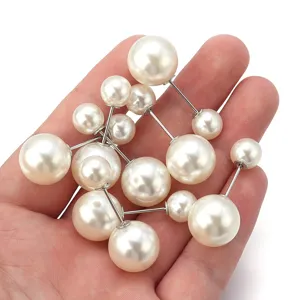 Off white faux pearl double head brooch pins DIY clothing accessories craft supply