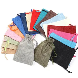 Kordelzug Leinenbeutel Taschen Mehrfarbiger Jute Schmuck Verpackung Beutel Kleine Geschenktüten Für Münzen Schmuck Kosmetik Süßigkeiten Aufbewahrung Handgewebt