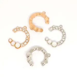 DIY C-vormige legering parel strass hanger charm voor mode handgemaakte sieraden maken