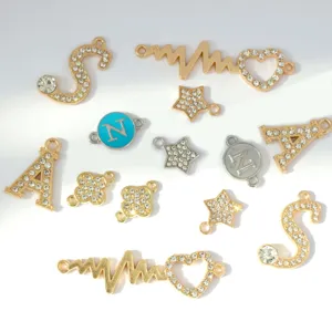 DIY legering strass letter ster hartslag hanger voor armband ketting sieradendelen.