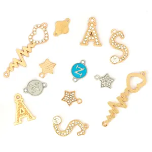 Legering letter strass bedels DIY armband ketting sieraden hanger accessoires set.