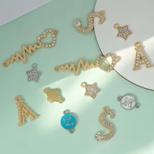 Legering Strass Bedeltjes Hart Letter Ster Klaver DIY Sieraden Maken Accessoires Voor Armband Ketting Hanger Handgemaakte Benodigdheden