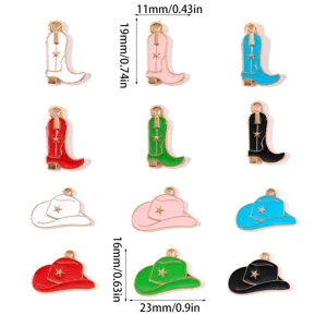 Westliche Cowboy Stiefel und Hüte Emailleschmuck, süße DIY Schmuck Anhänger Zubehör Set.