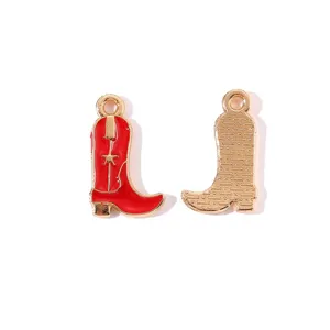 Metall Emaile Western Cowboy Stiefel Charms fuer DIY Schmuck Zubehoer und niedliche Anhaenger.