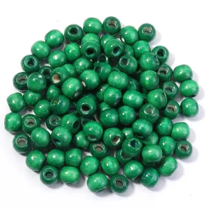 Perline sfuse in legno d'acero con grande foro per bracciali DIY, sfere di legno verdi.