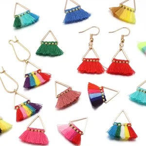 DIY bunte Dreiecks Quasten Ohrringe handgemachte Schmuck Komponenten Mode Zubehör Großhandel