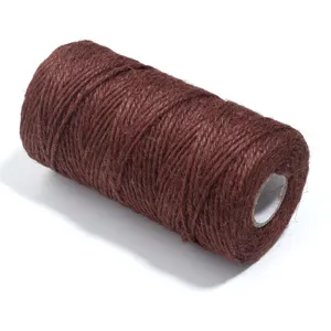 Close-up detail of retro brown jute twine, perfect for gift wrapping and DIY crafts.