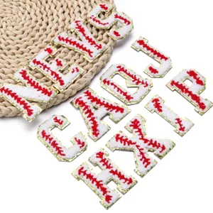 Chenille letter patches gold edge alphabet DIY clothing accessories embroidered badge