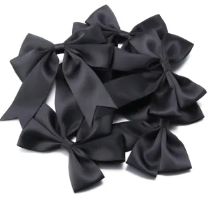 Conjunto de lazos de cinta de saten negro para horquillas DIY hechas a mano y accesorios de ropa.