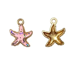 Colgante de estrella de mar rosa brillante de aleación para accesorios de collar DIY.