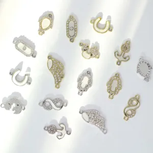 DIY jewelry charms connectors 14K gold plated rhinestone double loop bracelet making parts