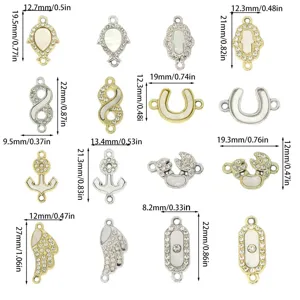 14K gold plated dual loop DIY jewelry charms connectors zircon crystal pearl wholesale parts