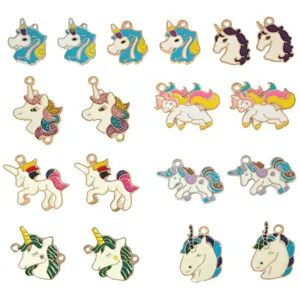 DIY alliage licorne charms pendentif ensemble mignon dessin animé animal bijoux principal