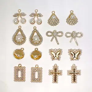 Legierung Perle Strass DIY Schmuck Anhänger für Halskette Ohrringe Zubehör Großhandel