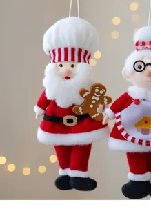 Plüsch Koch Weihnachtsmann Hängeornament, süße festliche Stoffpuppe für den Weihnachtsbaum.