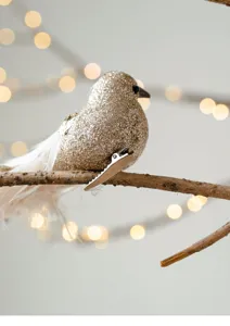 Pinza de pájaro de espuma con purpurina adorno árbol Navidad atrezzo foto