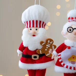 Plüsch Koch Weihnachtsmann Weihnachtsbaum Hängeornament rote Stoff Feiertagsdeko Puppe.
