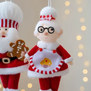 Weihnachten Plüsch Koch Weihnachtsmann Hängeornament rote Stoffpuppe für Baumdekoration