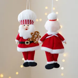 Plüsch Koch Weihnachtsmann Hängeornament rote Stoff Weihnachtsbaum Dekoration Puppe Anhänger