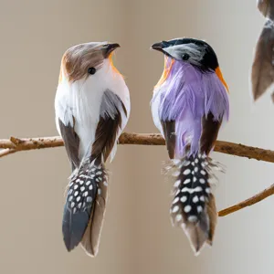 Artificial feather colorful birds pendant for Christmas tree home garden decoration photography props