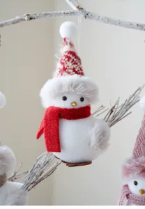 Christmas simulation bird hanging ornament, cute foam plush pendant for holiday tree decor.