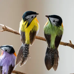 Artificial feather colorful bird pendant Christmas tree home decor hanging ornament props