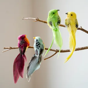 Colorful simulation feather birds pendant for Christmas tree home garden decor hanging props