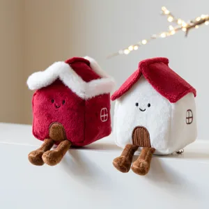 Giocattolo di casa in peluche di Natale simpatica decorazione con gambe bambola morbida
