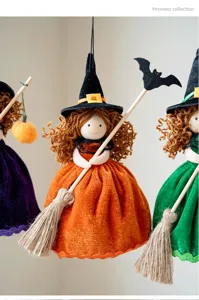 Halloween hängende Hexe Puppe Dekoration Besen Mädchen Stoff Anhänger Party Szene Deko Requisiten