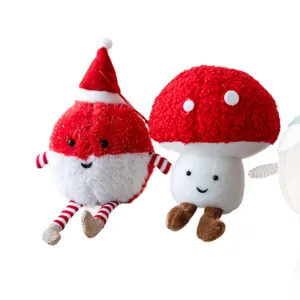 Set peluche natalizi simpatico fungo babbo natale bambola morbida decorazione regali