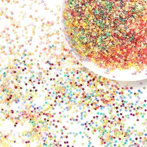 Colorful holographic star sequins, 3.0mm PVC loose glitter stars for nail art crafts.
