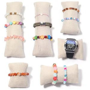 Beige Leinen Uhren Display Kissen Set für Schmuck, Armbänder und Theken Präsentation de.