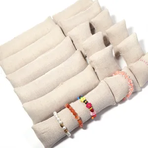 Beige Leinen Uhren Armband Display Kissen Schmuck Theke Präsentation Fotografie Requisite