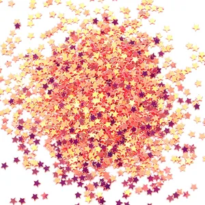 Colorful 3mm PVC star sequins for nail art craft and clothing decoration, holographic loose glitter.