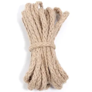 Thickened 8-strand natural jute rope detail, perfect for DIY crafts and plant pots.
